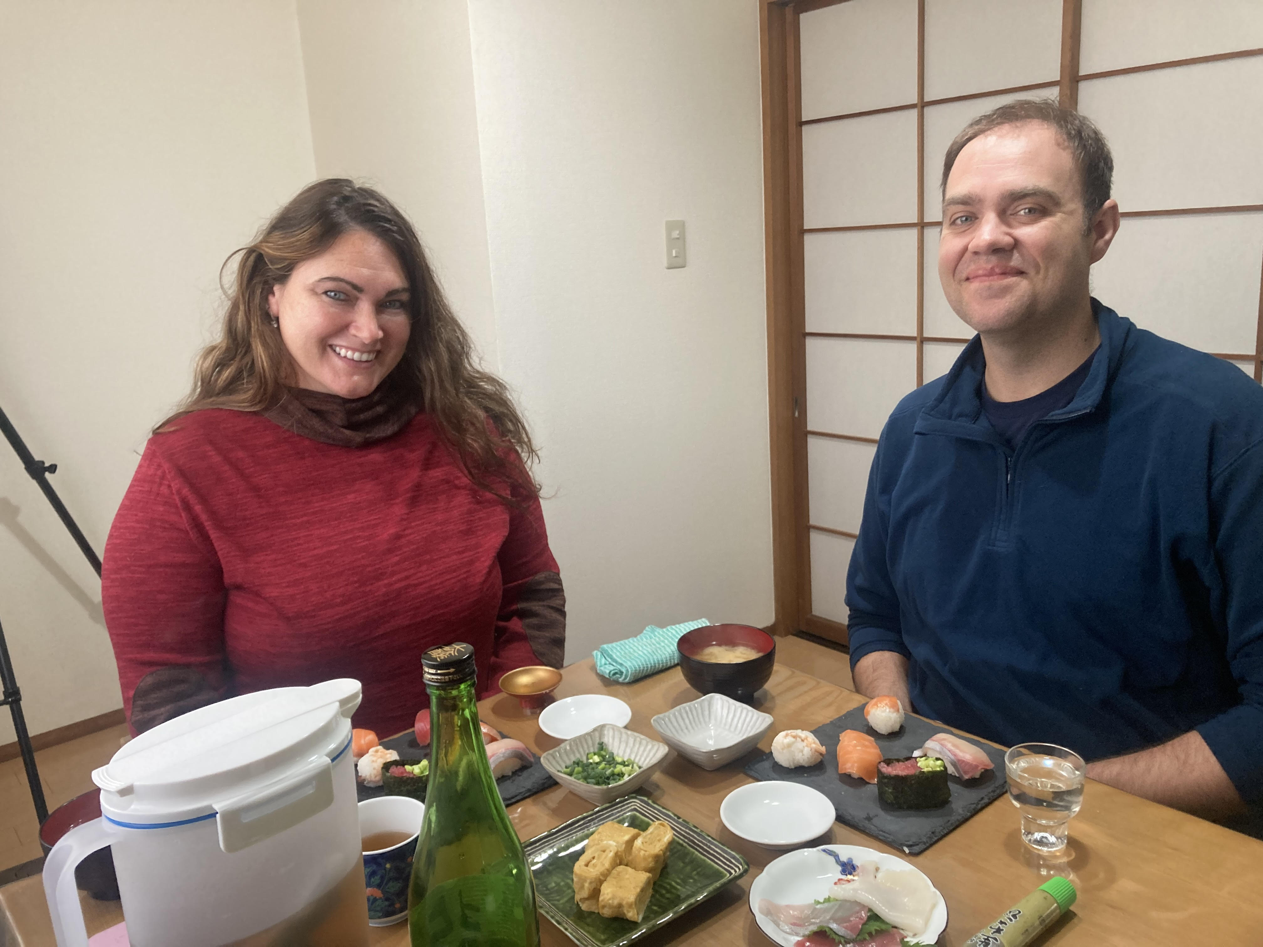 3 Kinds of Sushi, Japanese Steamed Egg Custard and Miso Soup in Home Cooking Studio