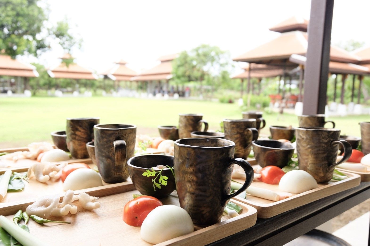 Afternoon Class in Traditional Pavilion with Beautiful Garden