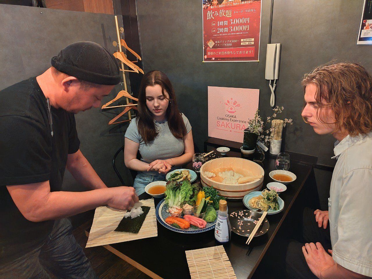 Temaki Sushi & Tempura Cooking Class in Osaka