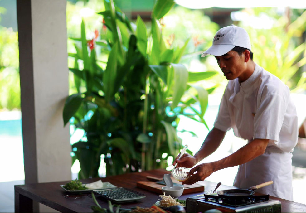 Red Bridge Half Day Journey, Market Tour, Boat Trip, Herb Garden Walk, and Hands on Cooking