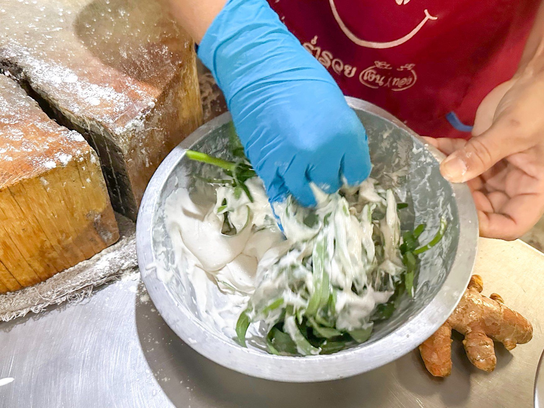 Fresh Organic Ingredients Cooking Thai Dish in Lovely Organic Farm Chiangmai