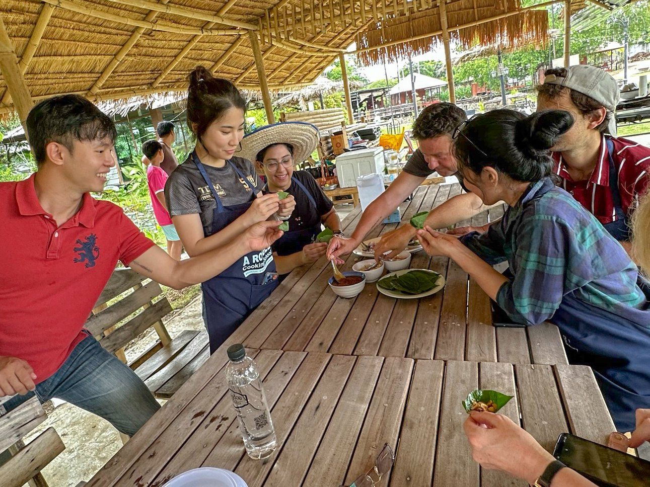 Fresh Organic Ingredients Cooking Thai Dish in Lovely Organic Farm Chiangmai