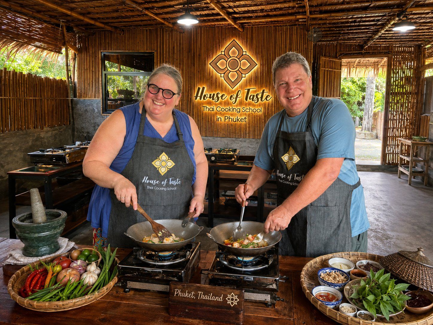 Aula prática de culinária tailandesa e visita ao mercado em Phuket