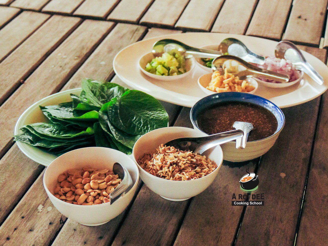 Fresh Organic Ingredients Cooking Thai Dish in Lovely Organic Farm Chiangmai