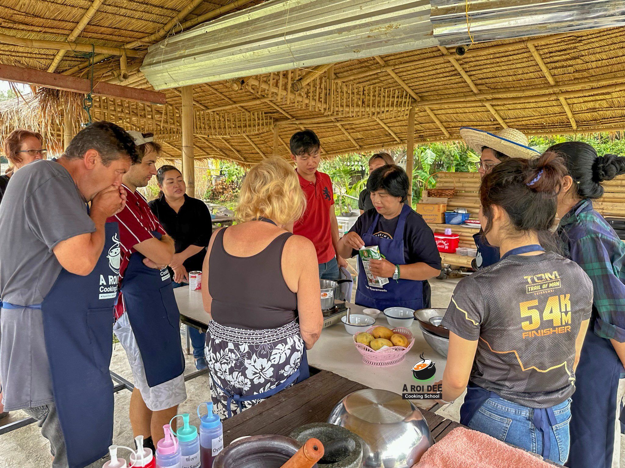 Fresh Organic Ingredients Cooking Thai Dish in Lovely Organic Farm Chiangmai