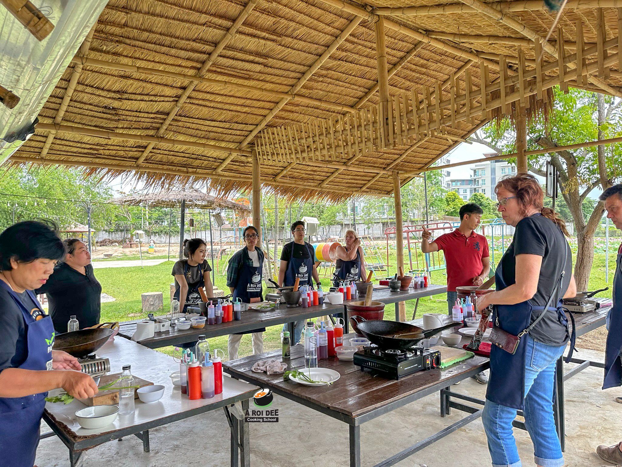 Fresh Organic Ingredients Cooking Thai Dish in Lovely Organic Farm Chiangmai