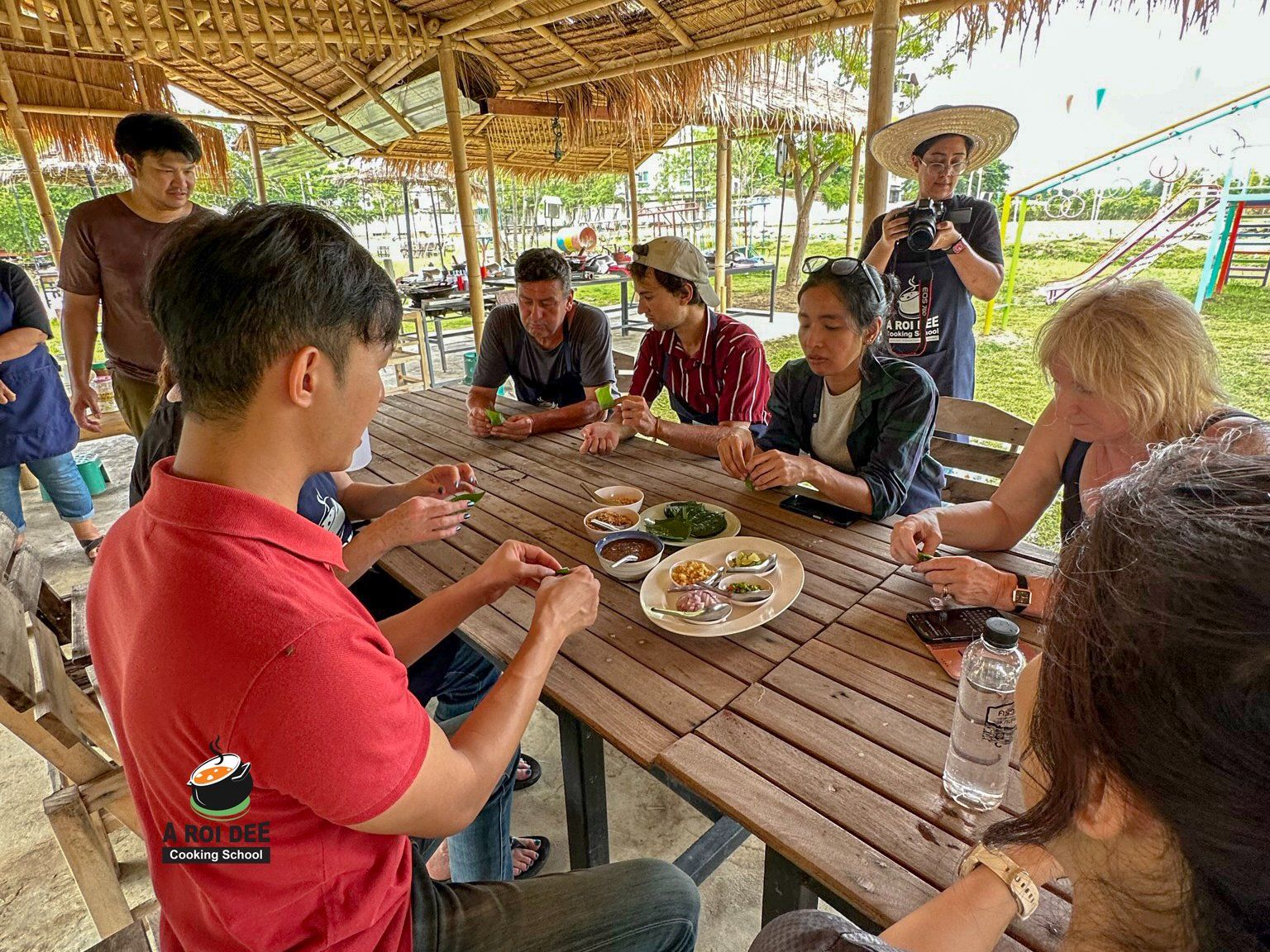 Fresh Organic Ingredients Cooking Thai Dish in Lovely Organic Farm Chiangmai