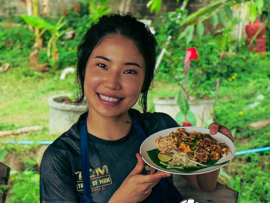 Fresh Organic Ingredients Cooking Thai Dish in Lovely Organic Farm Chiangmai