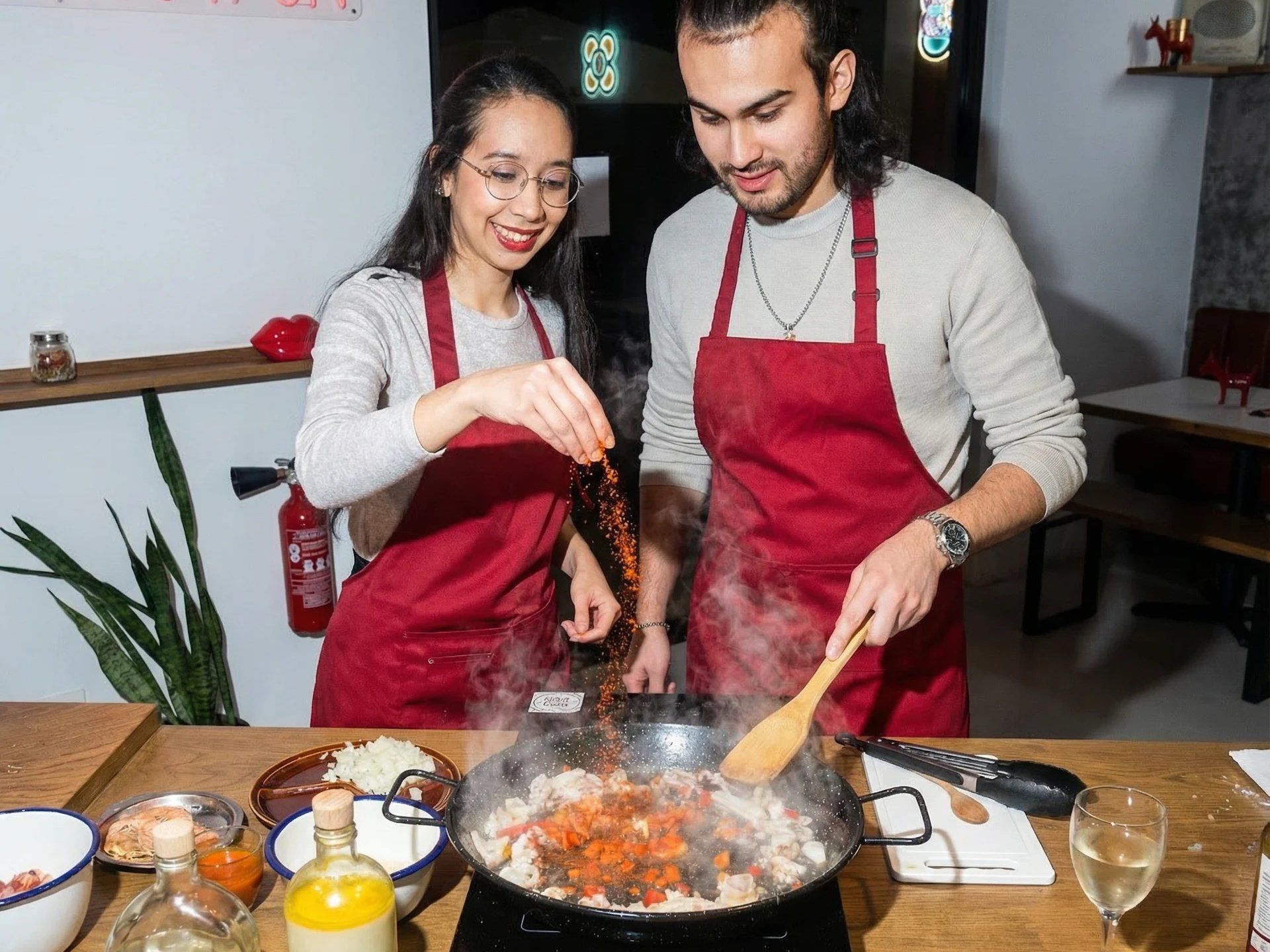 Barcelona Seafood Paella Cooking Class & Dining Experience