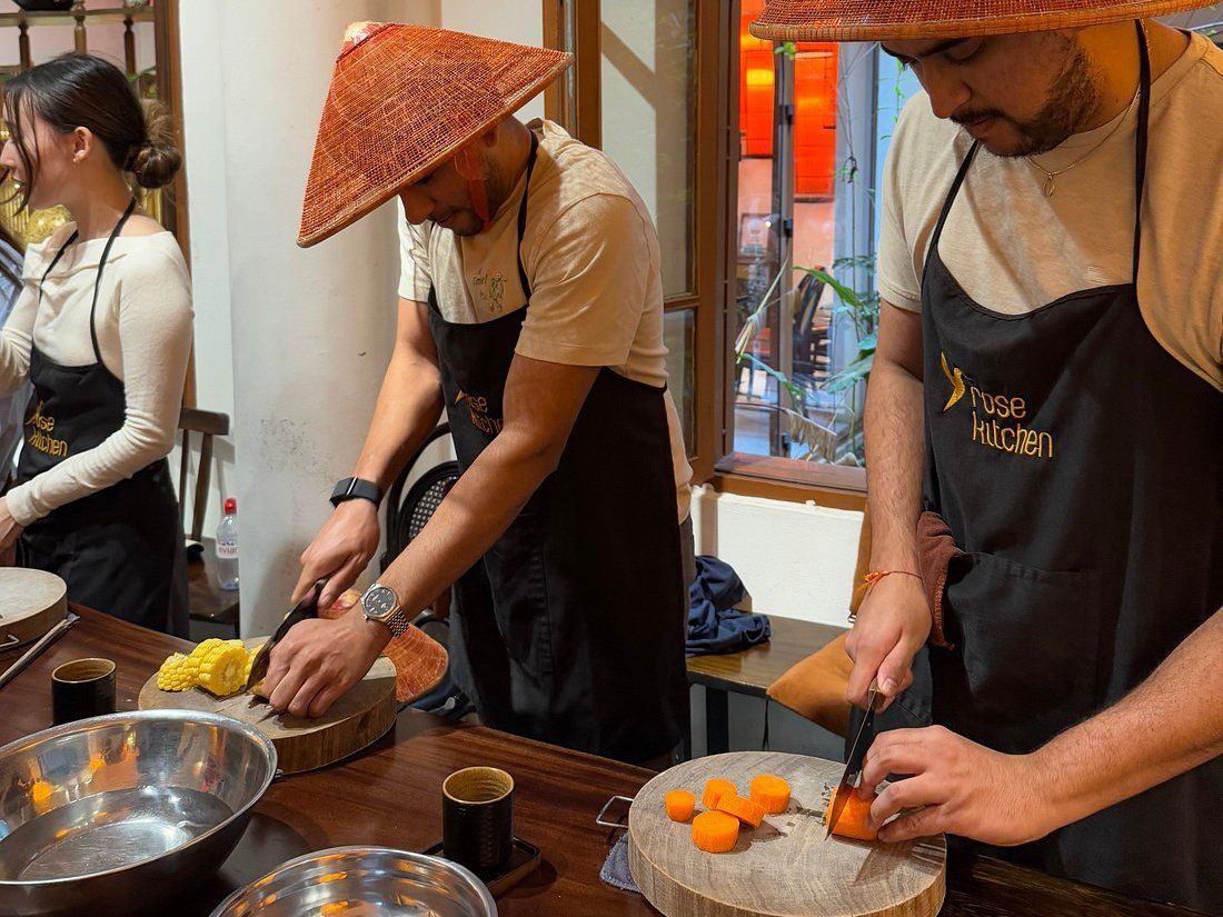 Relaxed Vietnamese Cooking Class with Market Tour and Homemade Wine Tasting