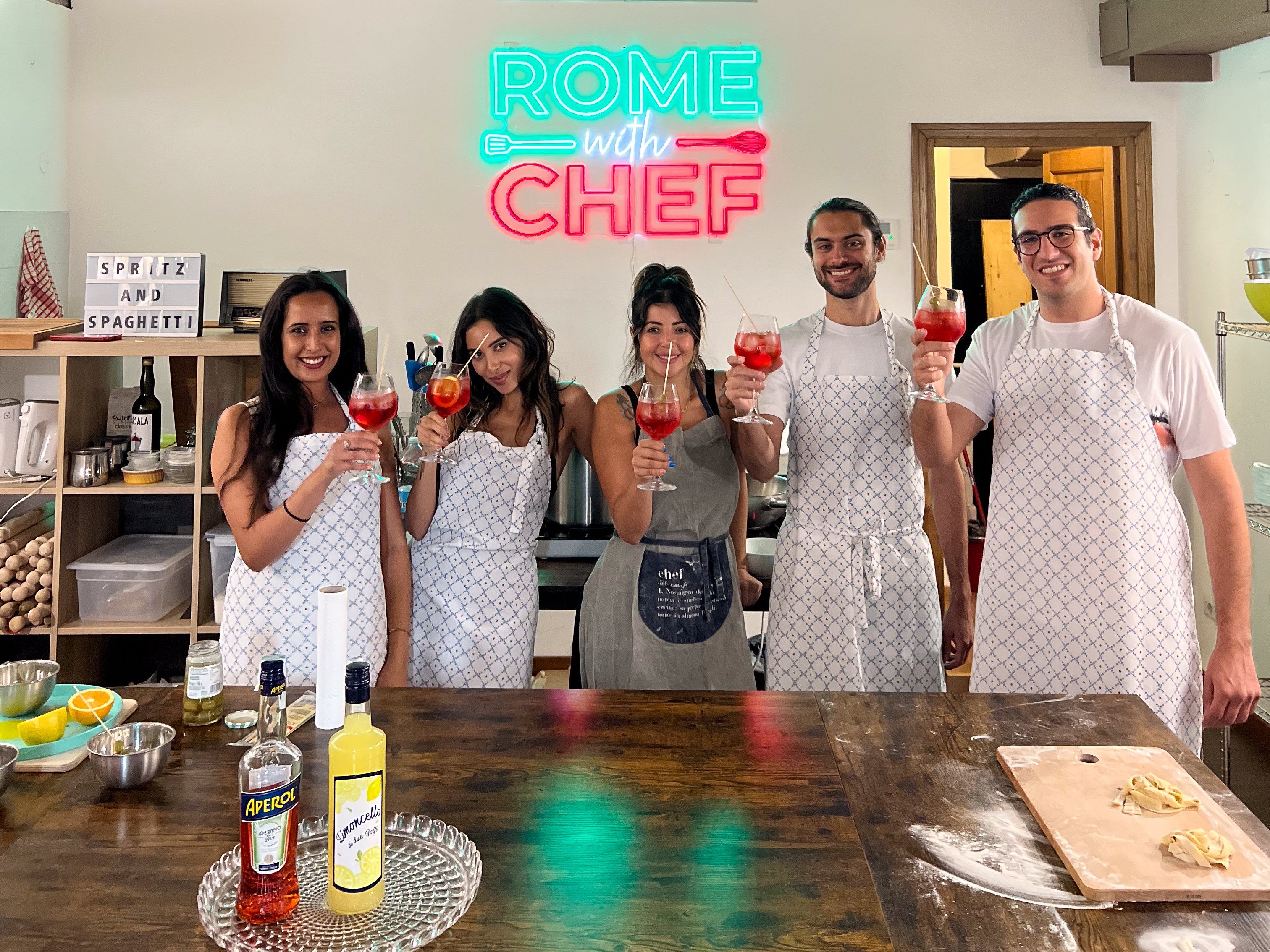 Carbonara Cooking Class Rome and Cocktail Crafting