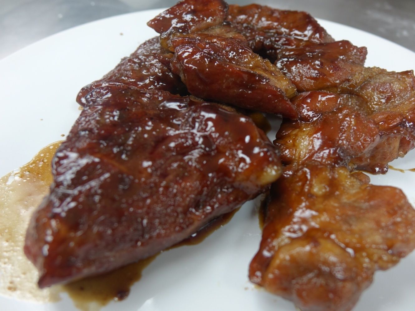 Traditional Chinese Steamed Bun with Pork Fillings and Homemade Barbeque Pork