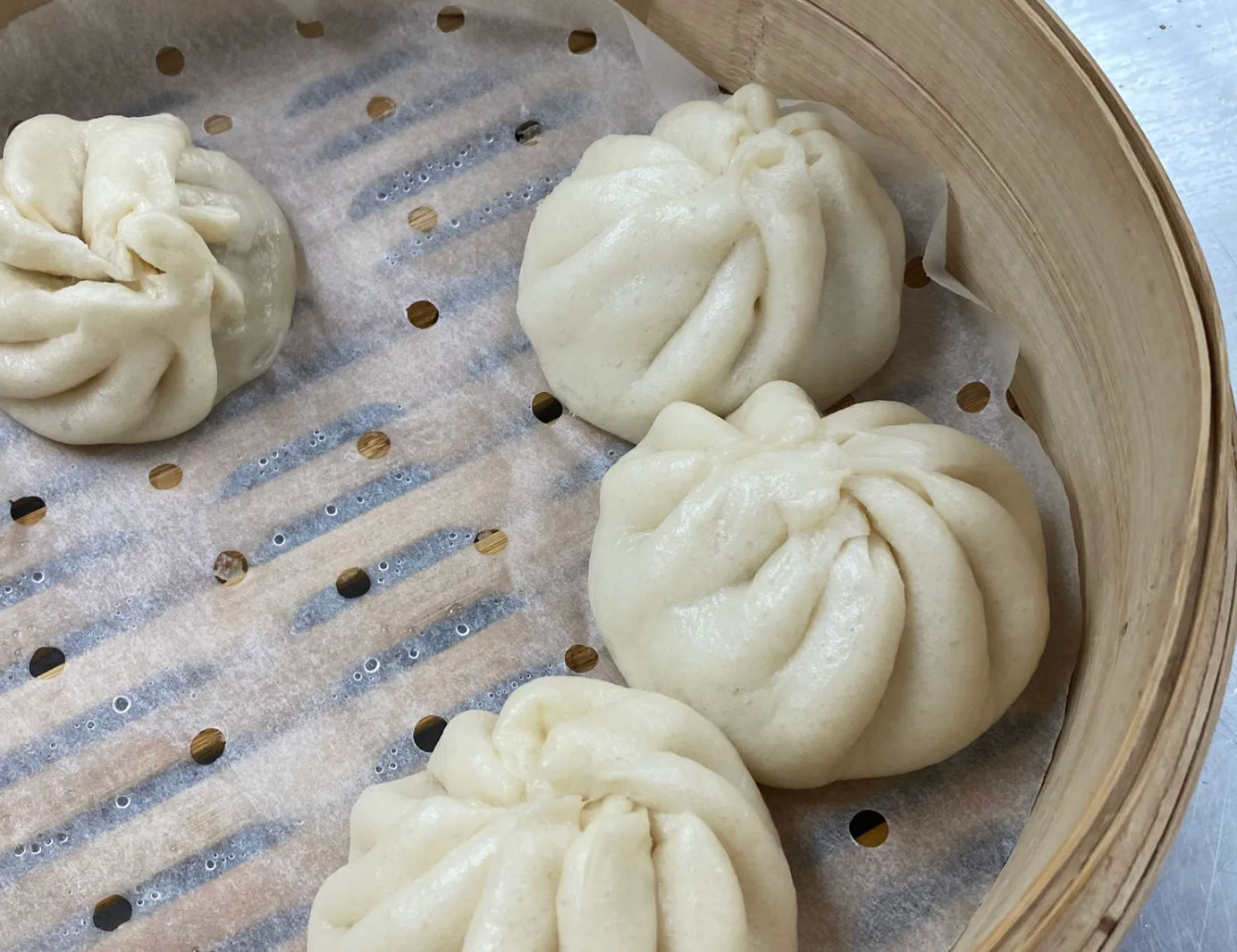 Traditional Chinese Steamed Bun with Pork Fillings and Homemade Barbeque Pork