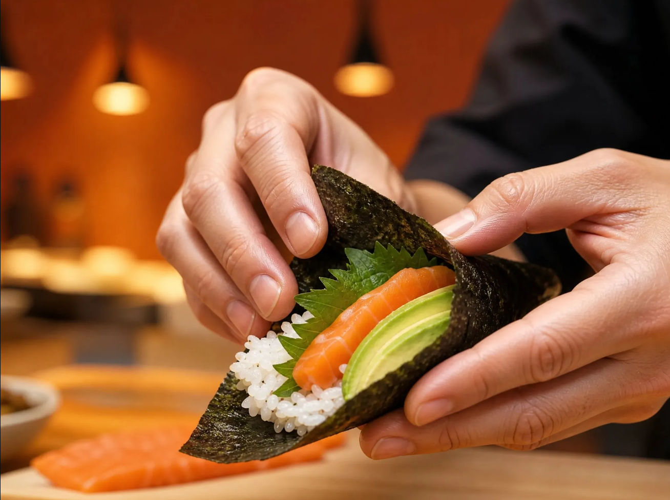 Tsukiji Temaki Sushi-Party mit frischen, regionalen Zutaten und japanischem Tee