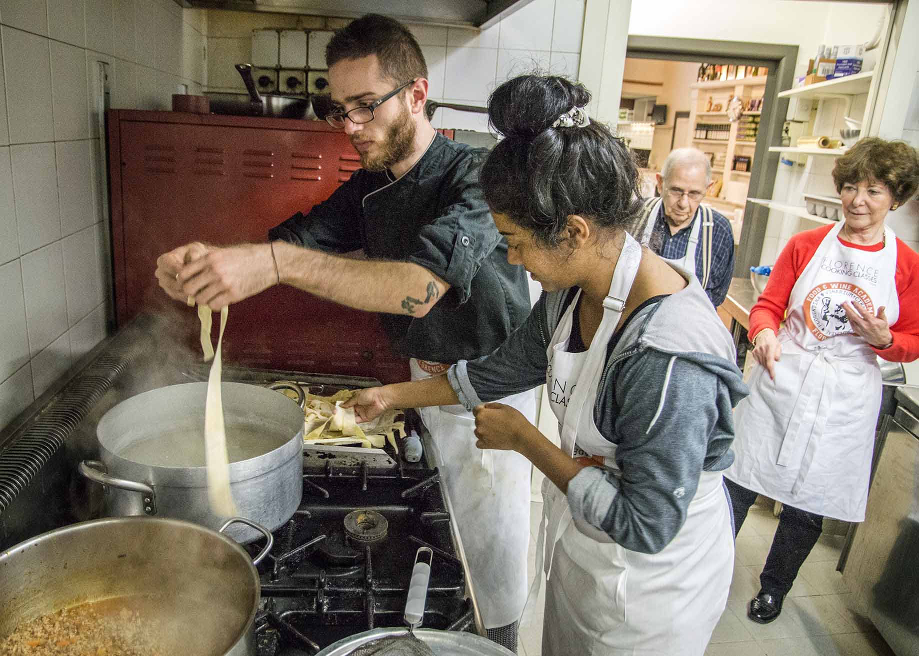 Tuscan Market Tour with Pasta Class, Tiramisu, and Wine Tasting