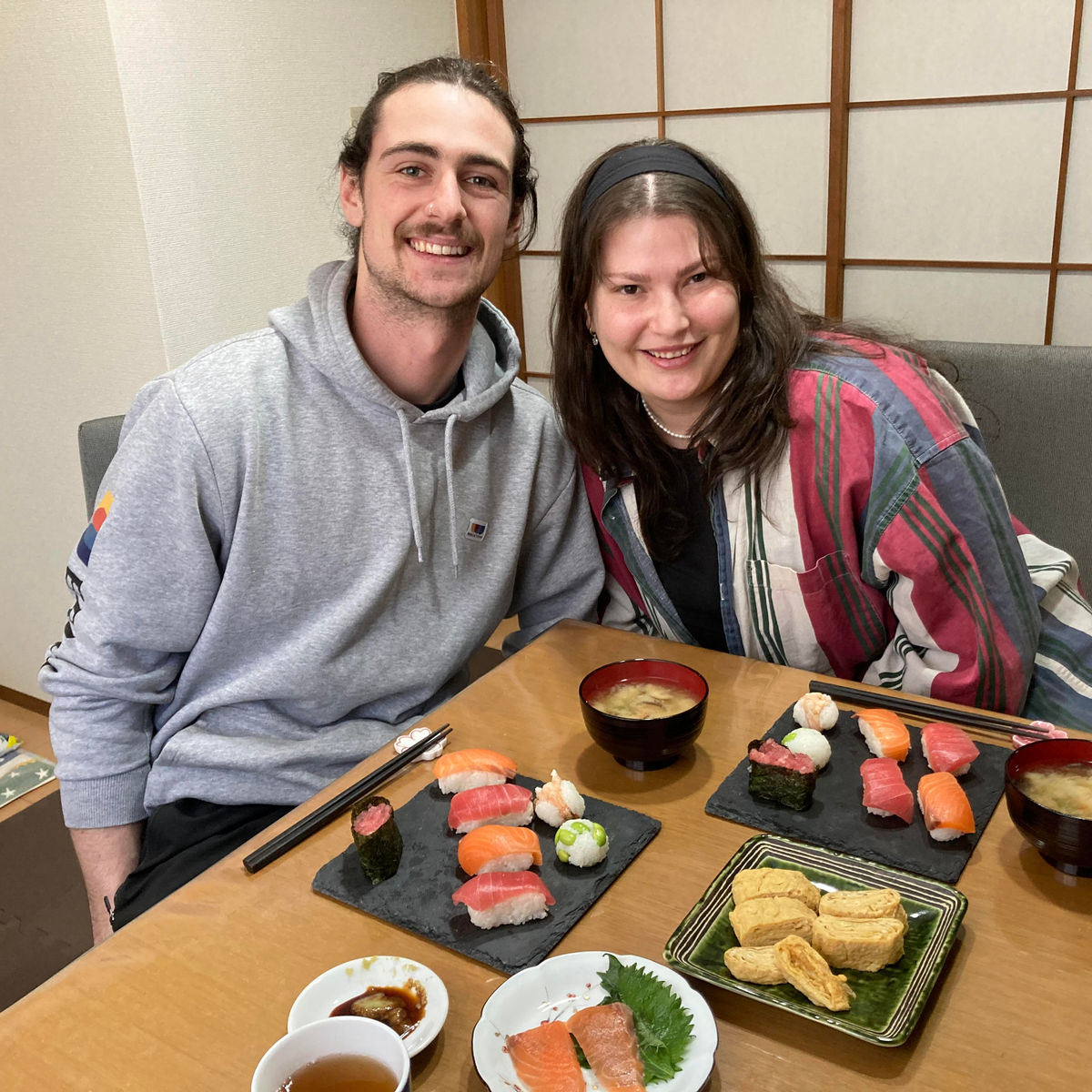 3 Kinds of Sushi, Japanese Steamed Egg Custard and Miso Soup in Home Cooking Studio
