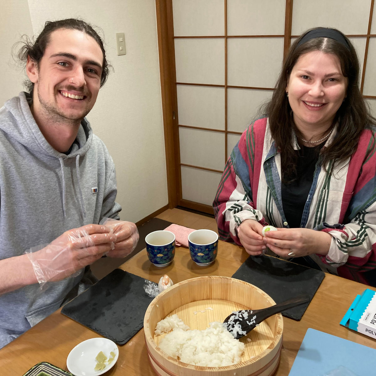3 Kinds of Sushi, Japanese Steamed Egg Custard and Miso Soup in Home Cooking Studio
