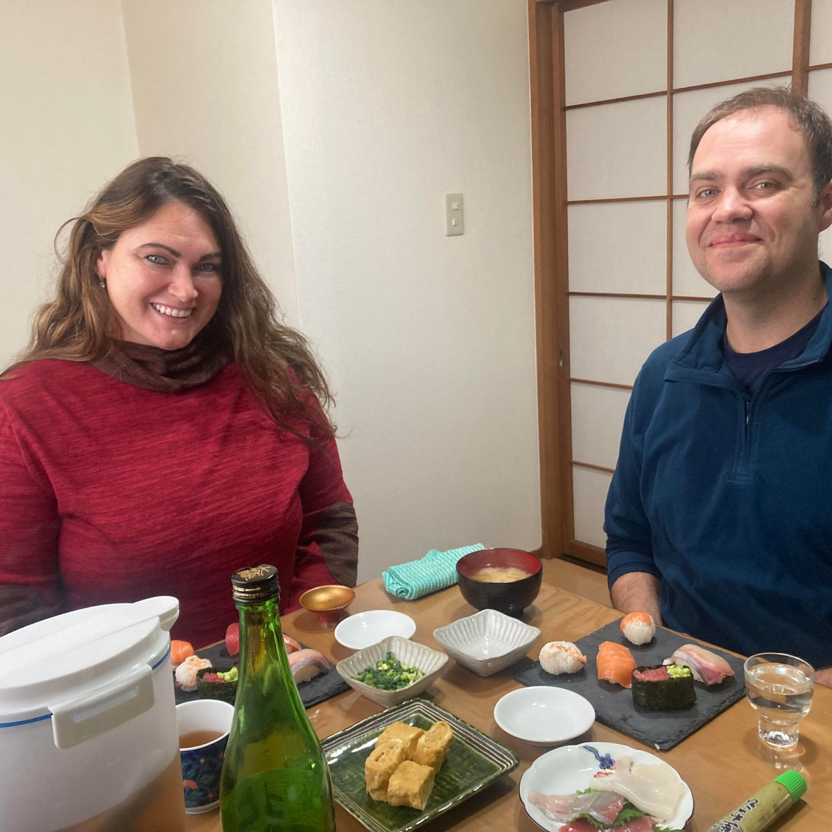 3 Kinds of Sushi, Japanese Steamed Egg Custard and Miso Soup in Home Cooking Studio