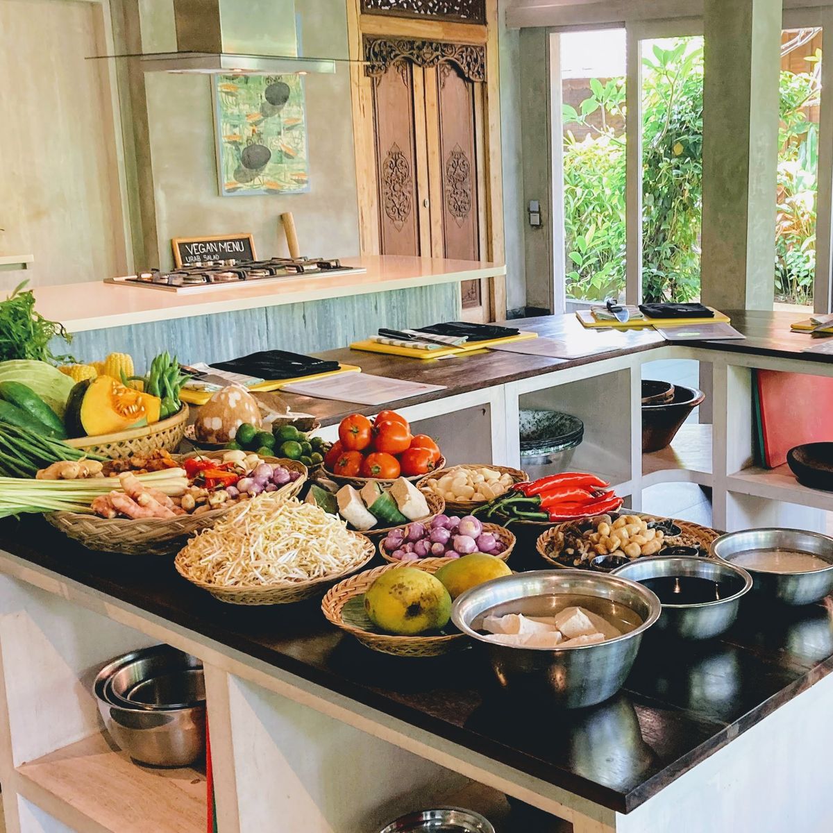 Private Authentic 15-Recipe Balinese Ceremonial Feast, only 8 cooks per class - Pick Organic Produce in our Garden.