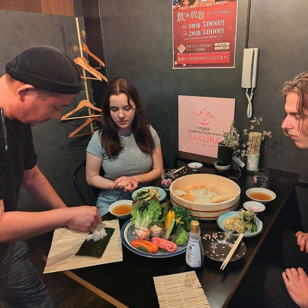 Temaki Sushi & Tempura Cooking Class in Osaka
