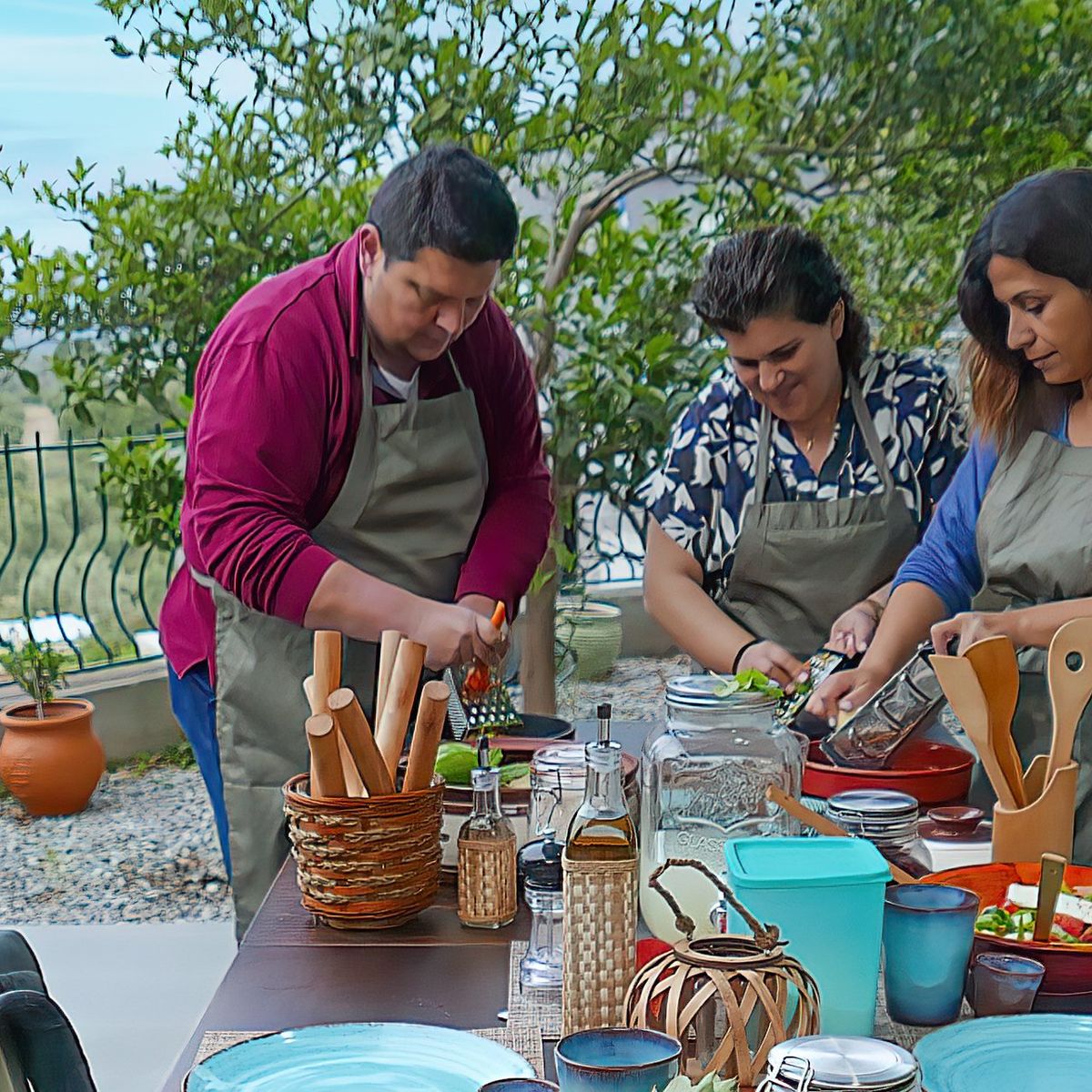 Clase de cocina tradicional cretense casera