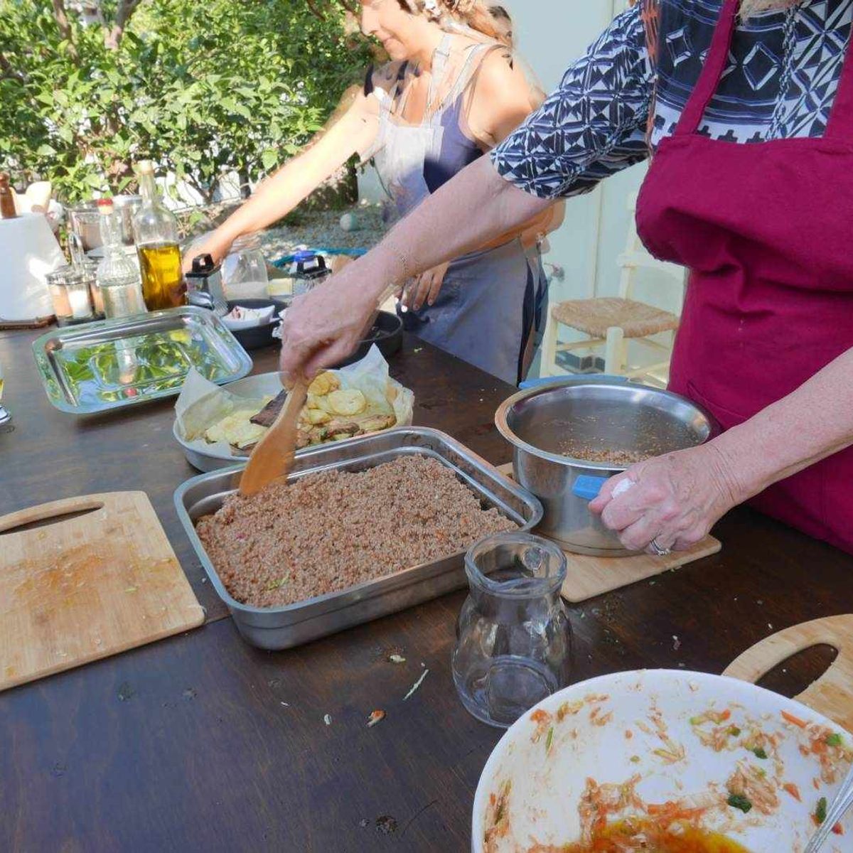 Clase de cocina tradicional cretense casera