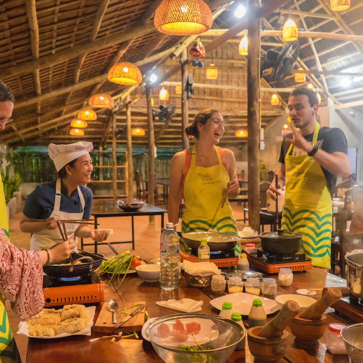 Thuan Tinh Island Sunset Family Cooking Class, Rowboat Ride, Lantern Lounge In Water Coconut Forest
