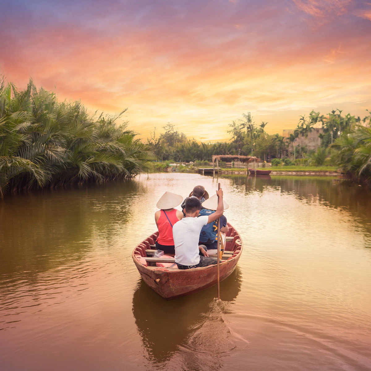 Thuan Tinh Island Sunset Family Cooking Class, Rowboat Ride, Lantern Lounge In Water Coconut Forest