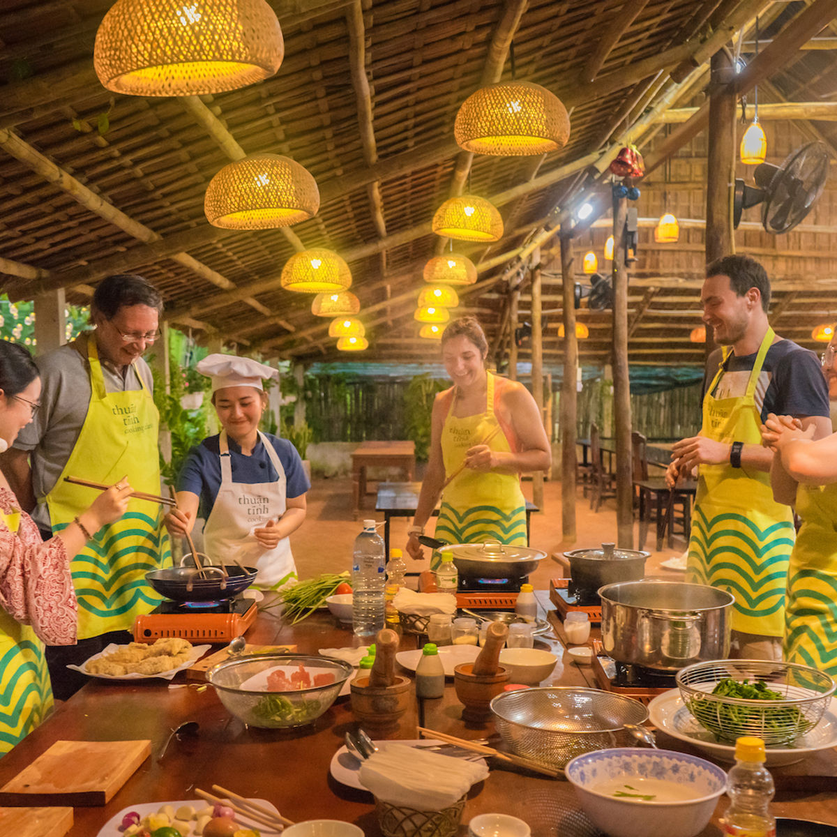 Thuan Tinh Island Sunset Family Cooking Class, Rowboat Ride, Lantern Lounge In Water Coconut Forest
