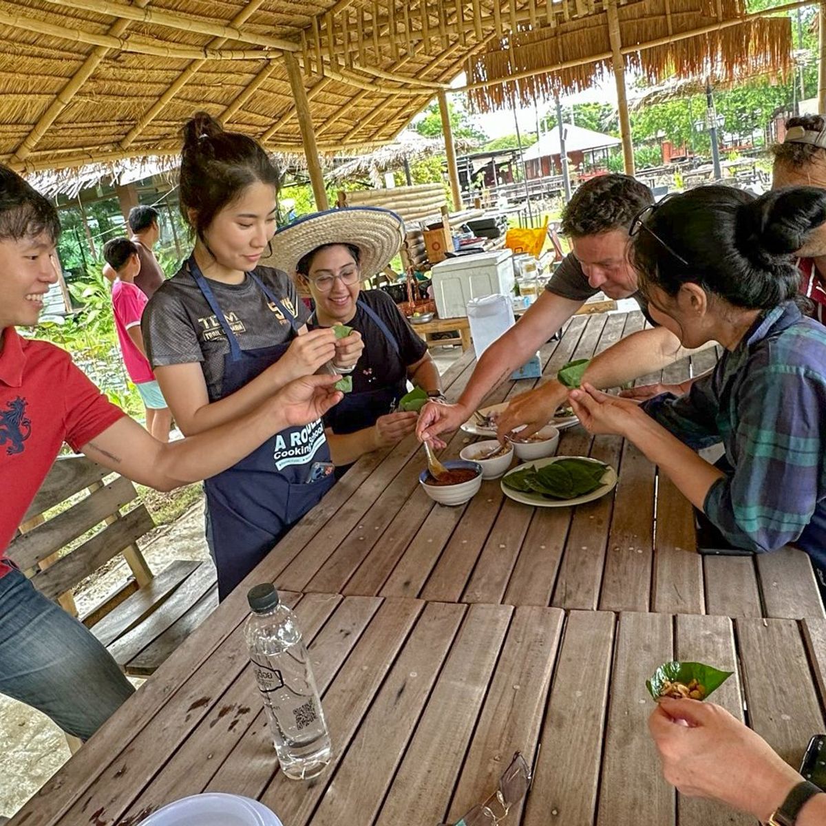 Fresh Organic Ingredients Cooking Thai Dish in Lovely Organic Farm Chiangmai