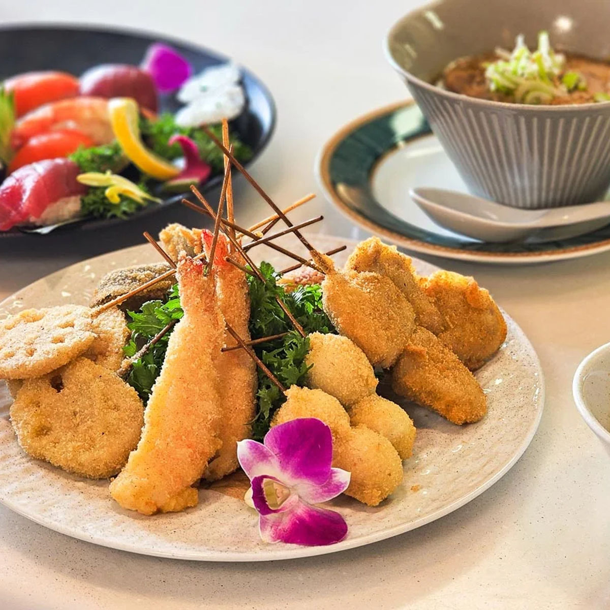Kushikatsu & Sushi Culinary Class with Tea Ceremony in Osaka