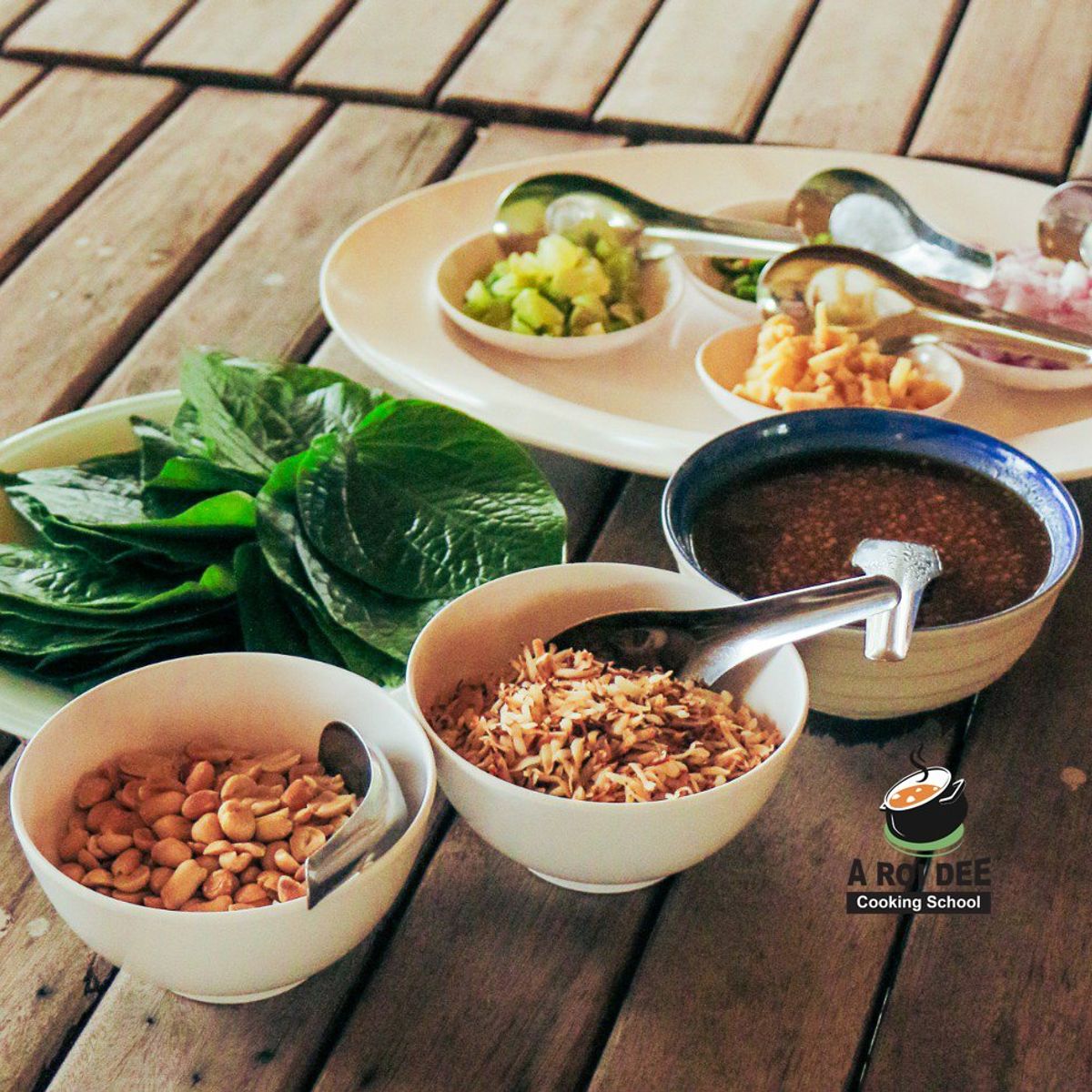 Fresh Organic Ingredients Cooking Thai Dish in Lovely Organic Farm Chiangmai