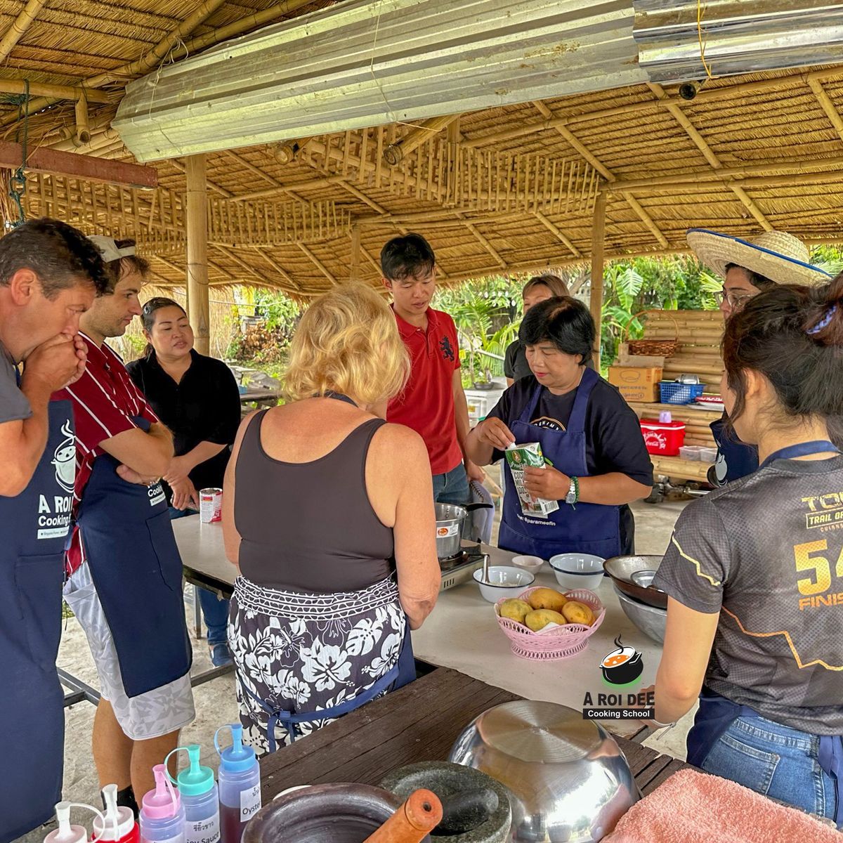 Fresh Organic Ingredients Cooking Thai Dish in Lovely Organic Farm Chiangmai