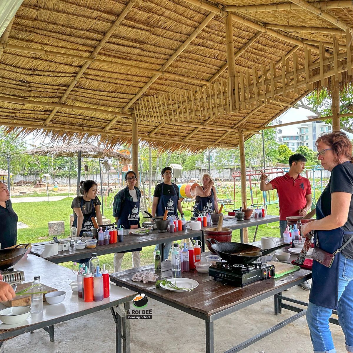 Fresh Organic Ingredients Cooking Thai Dish in Lovely Organic Farm Chiangmai