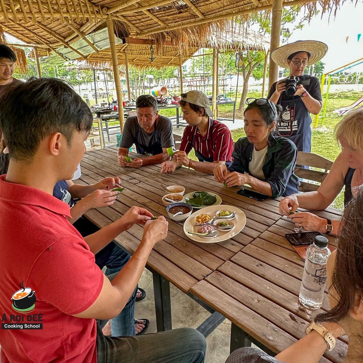 Fresh Organic Ingredients Cooking Thai Dish in Lovely Organic Farm Chiangmai