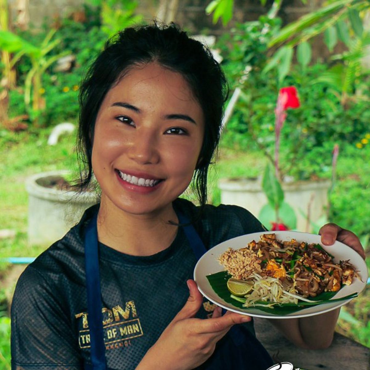 Fresh Organic Ingredients Cooking Thai Dish in Lovely Organic Farm Chiangmai