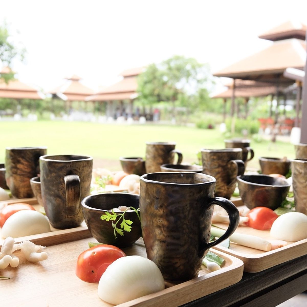 Morning Class in Traditional Pavilion with Beautiful Garden