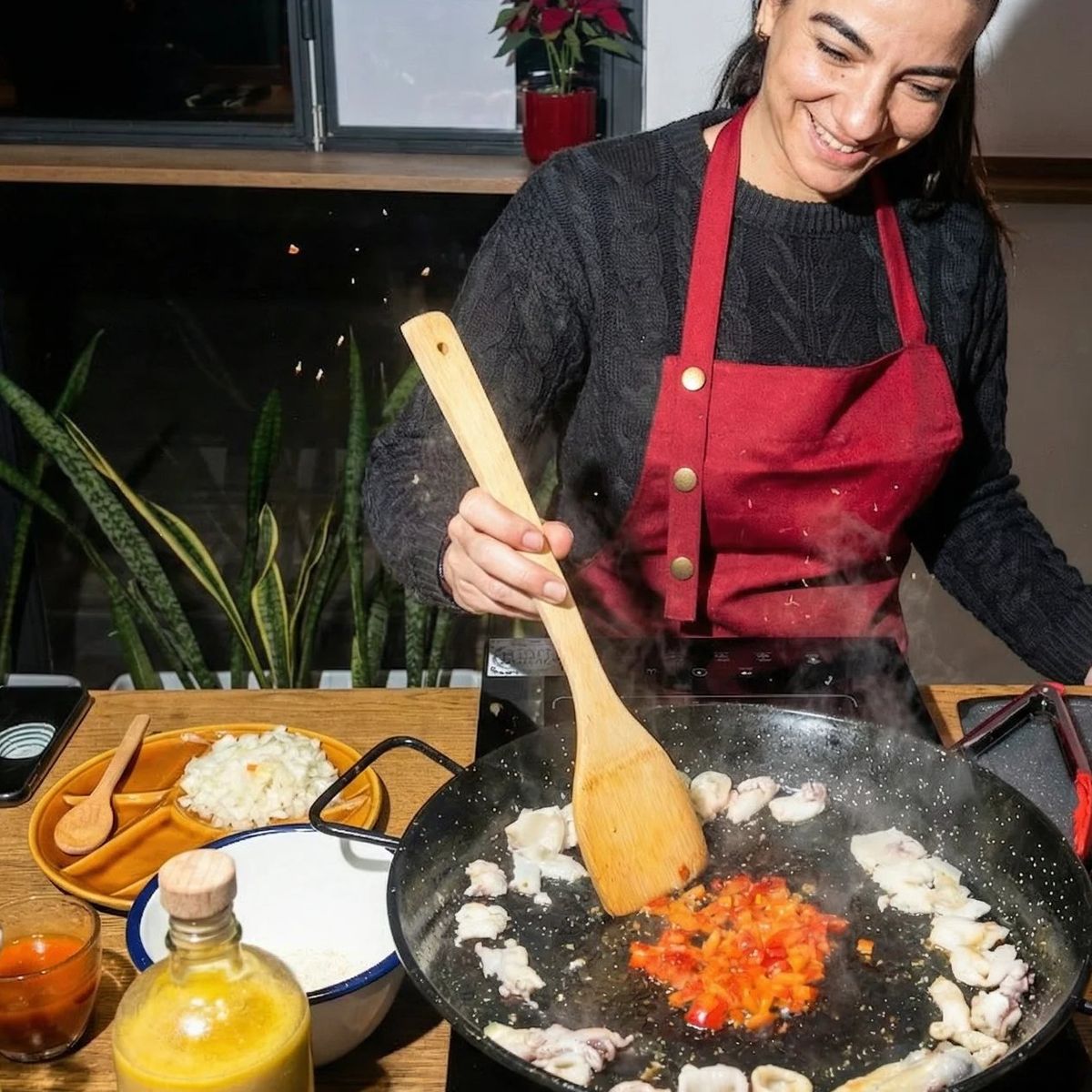 Barcelona Seafood Paella Cooking Class & Dining Experience