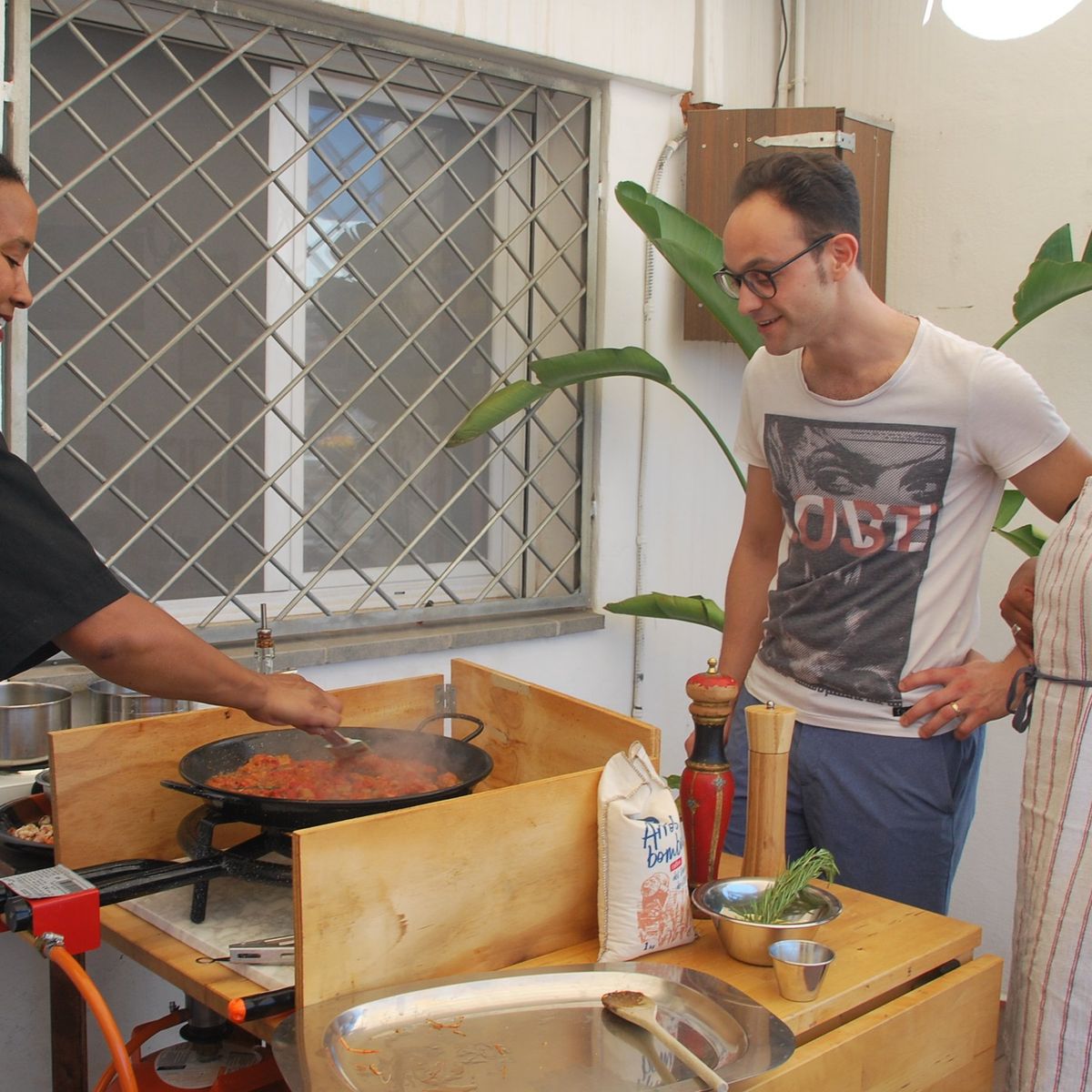 Rooftop Paella or Fideuà Cooking Class with Market Tour