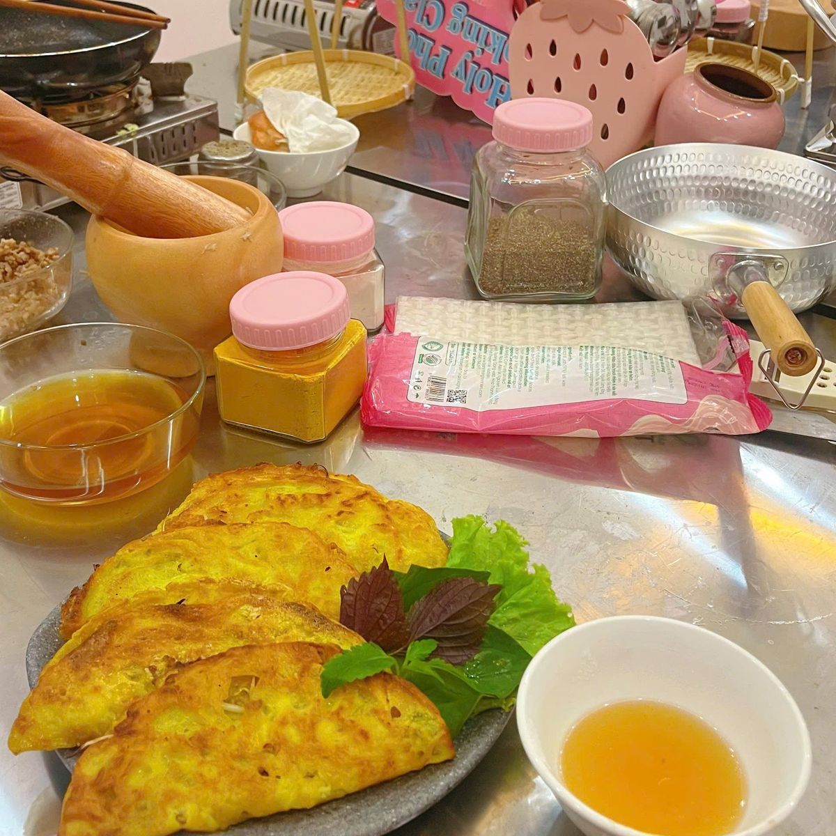 Taste of Saigon: Market Tour & Vietnamese Cooking in a Cozy Pink Kitchen