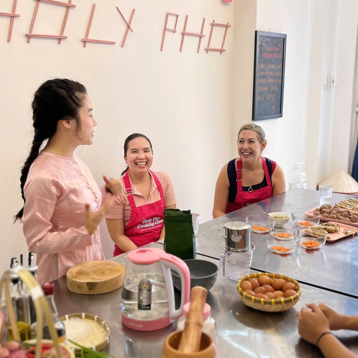 Taste of Saigon: Market Tour & Vietnamese Cooking in a Cozy Pink Kitchen