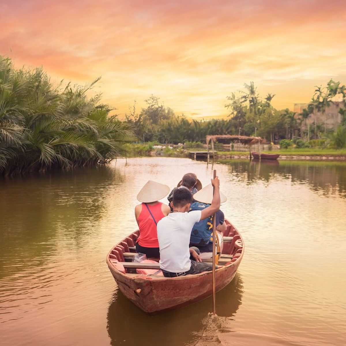 Thuan Tinh Island Sunset Family Cooking Class, Rowboat Ride, Lantern Lounge In Water Coconut Forest
