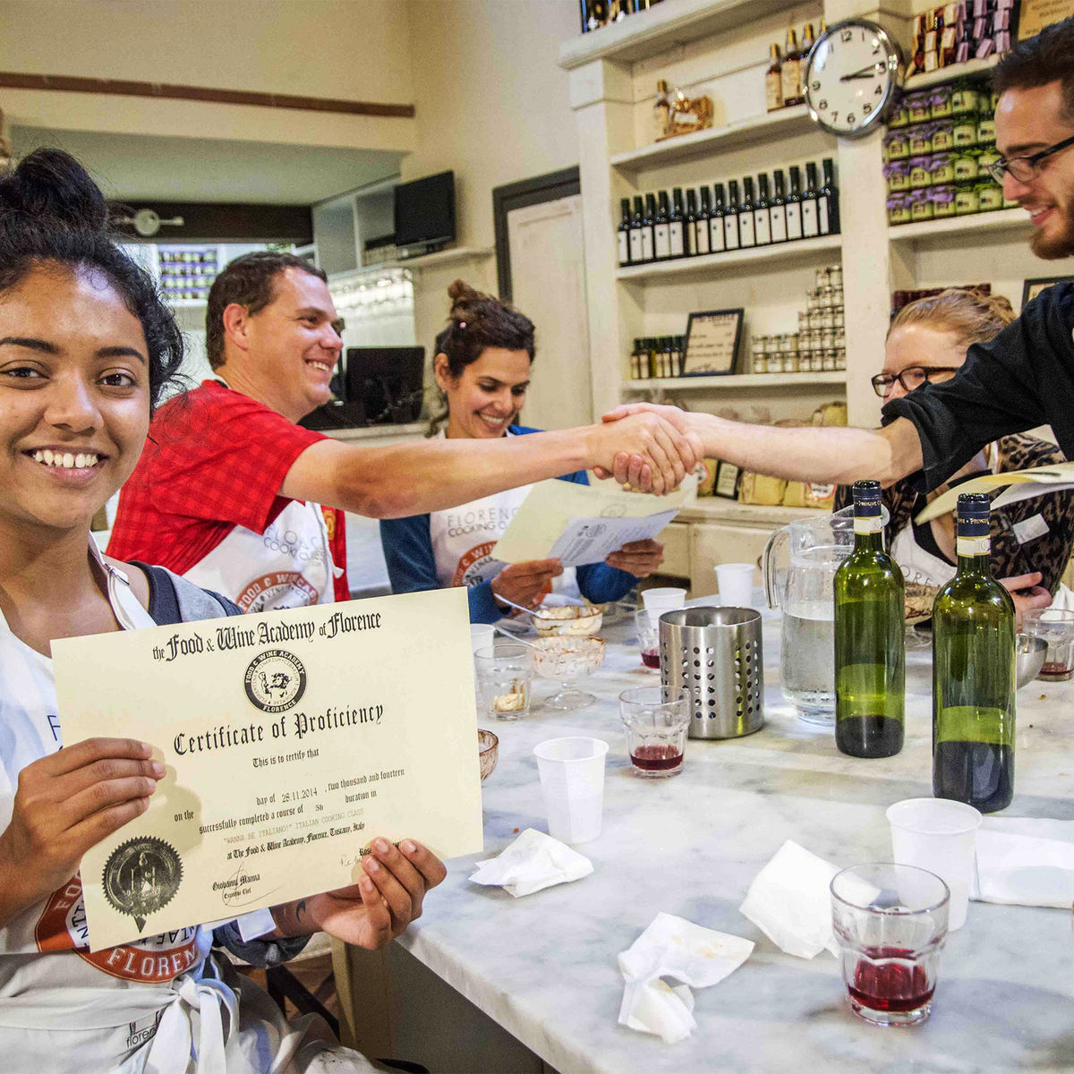 Tuscan Market Tour with Pasta Class, Tiramisu, and Wine Tasting