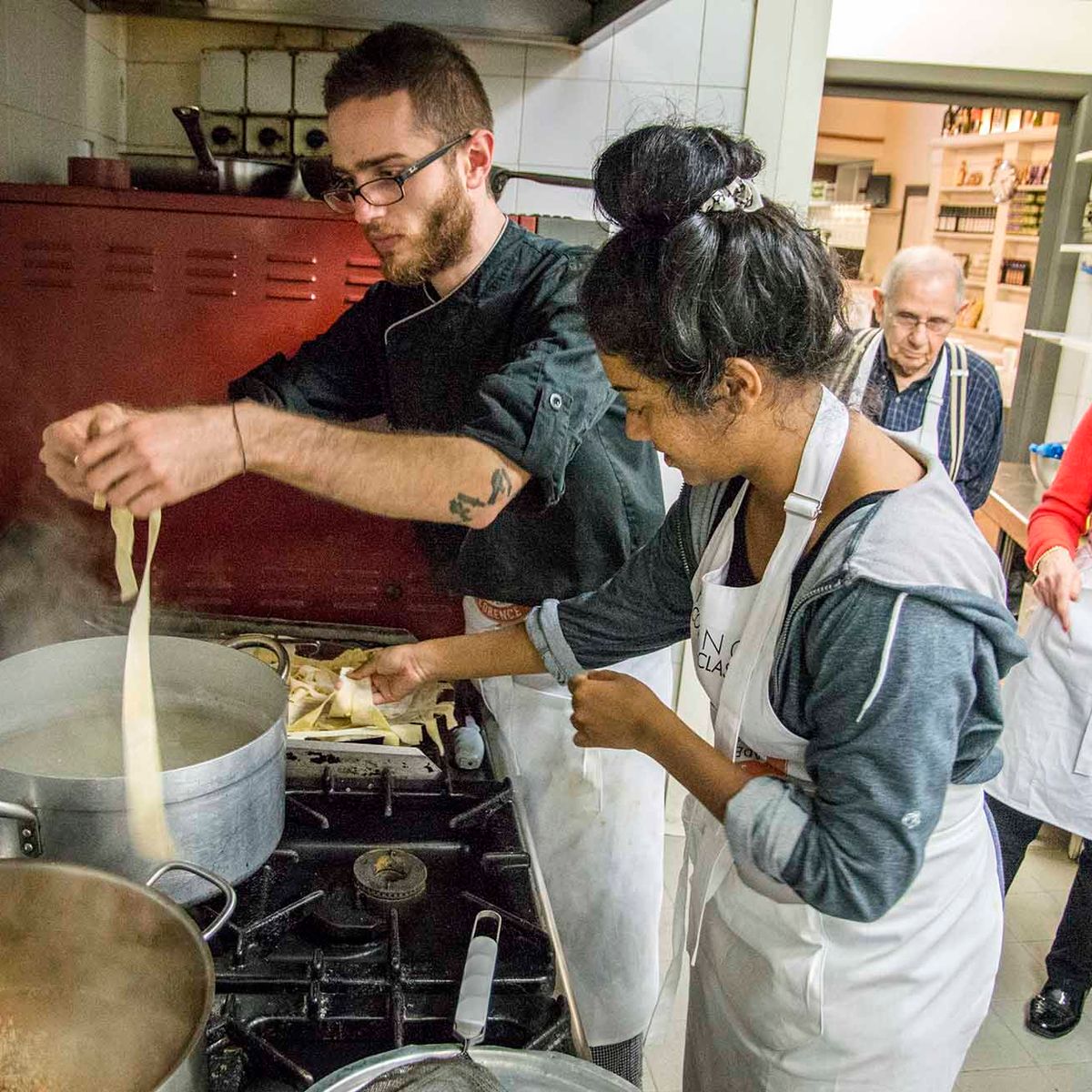 Tuscan Market Tour with Pasta Class, Tiramisu, and Wine Tasting