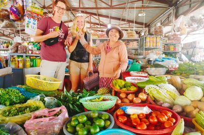 Local Market Walk, Basket Boat and Cooking Class Experience