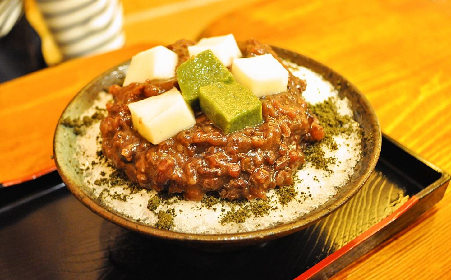 Black sesame bing-su in the Jeonju Hanok Village (Hanok Maeul)