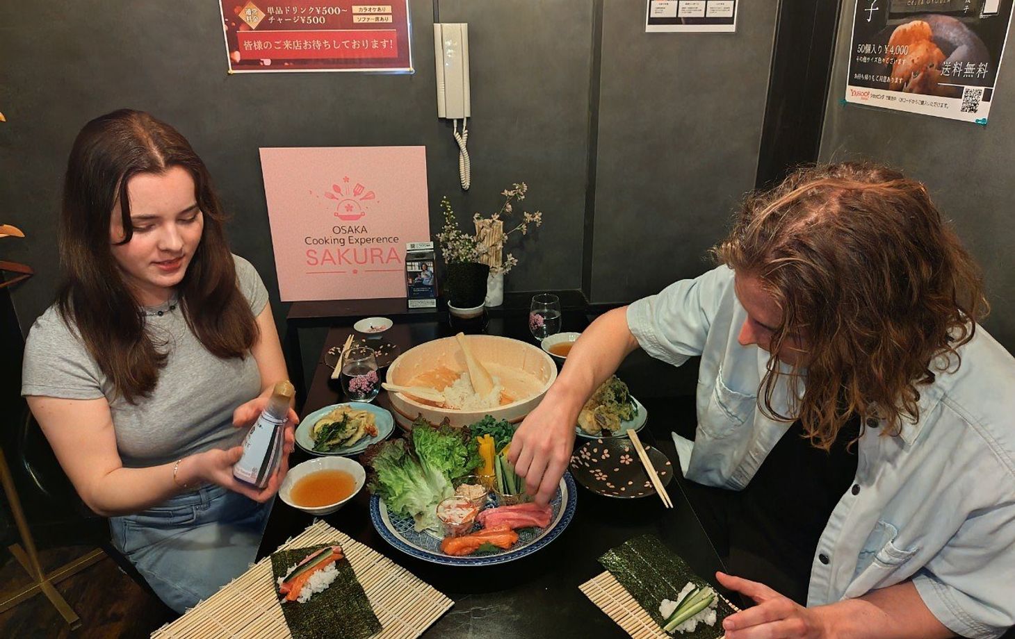 Temaki Sushi & Tempura Cooking Class in Osaka
