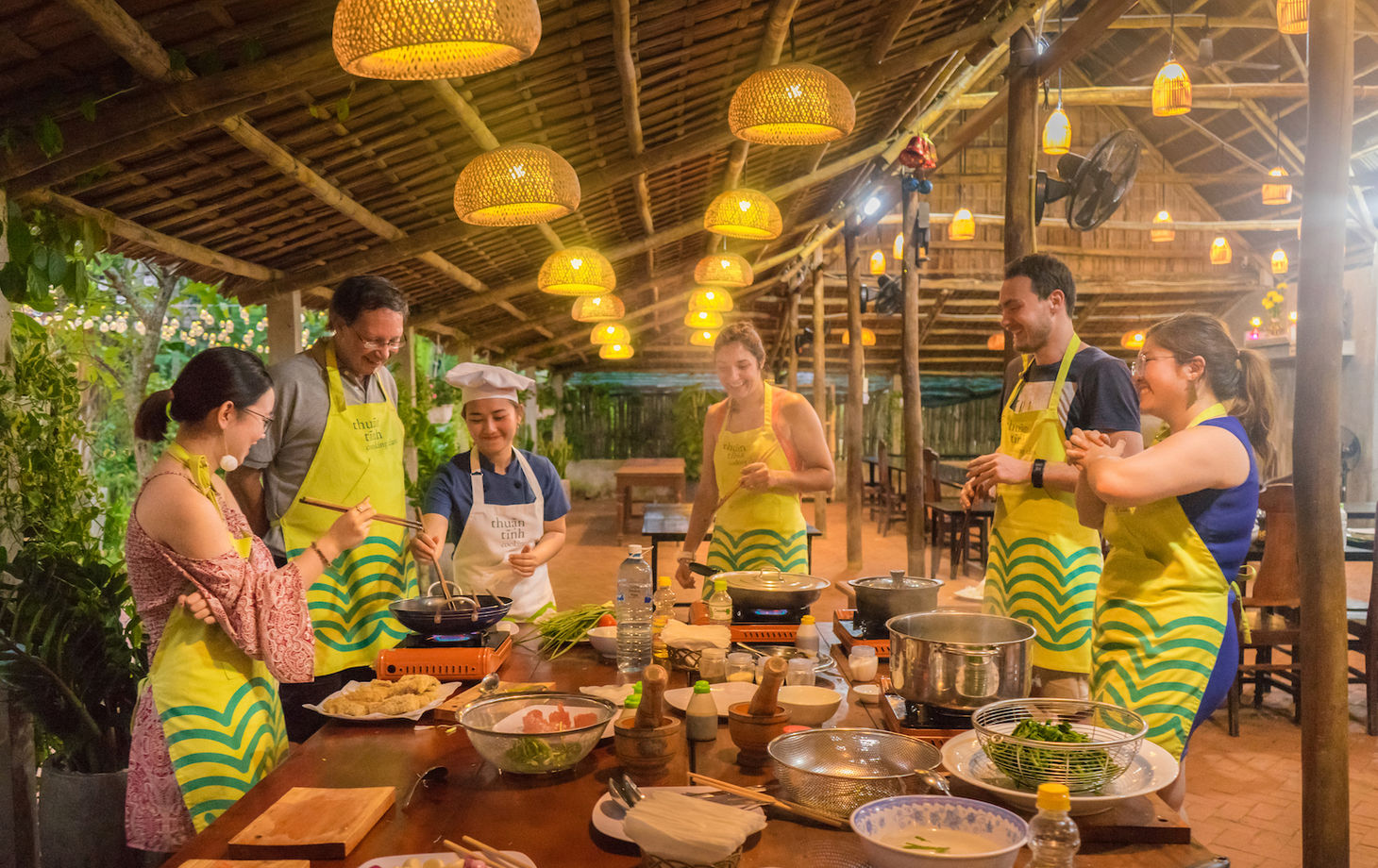 Thuan Tinh Island Sunset Family Cooking Class, Rowboat Ride, Lantern Lounge In Water Coconut Forest
