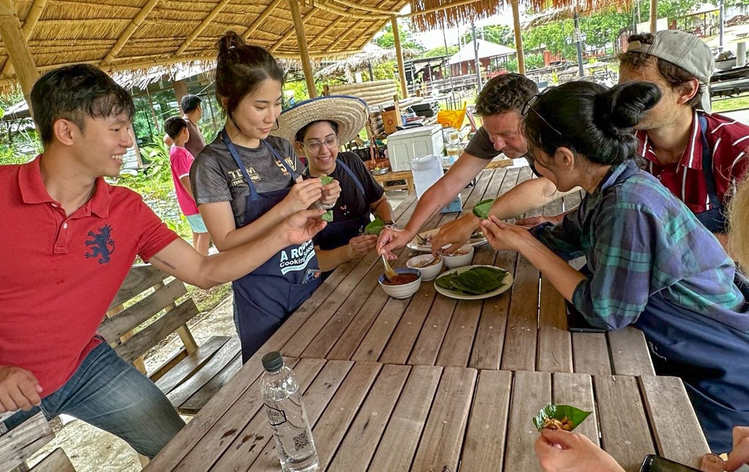 Fresh Organic Ingredients Cooking Thai Dish in Lovely Organic Farm Chiangmai