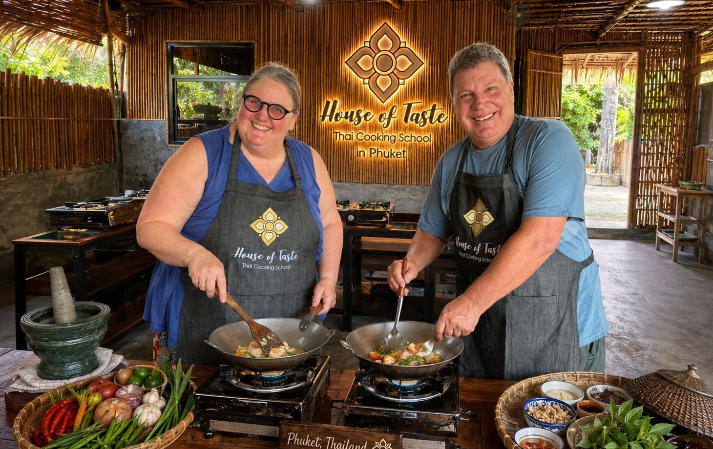 Aula prática de culinária tailandesa e visita ao mercado em Phuket